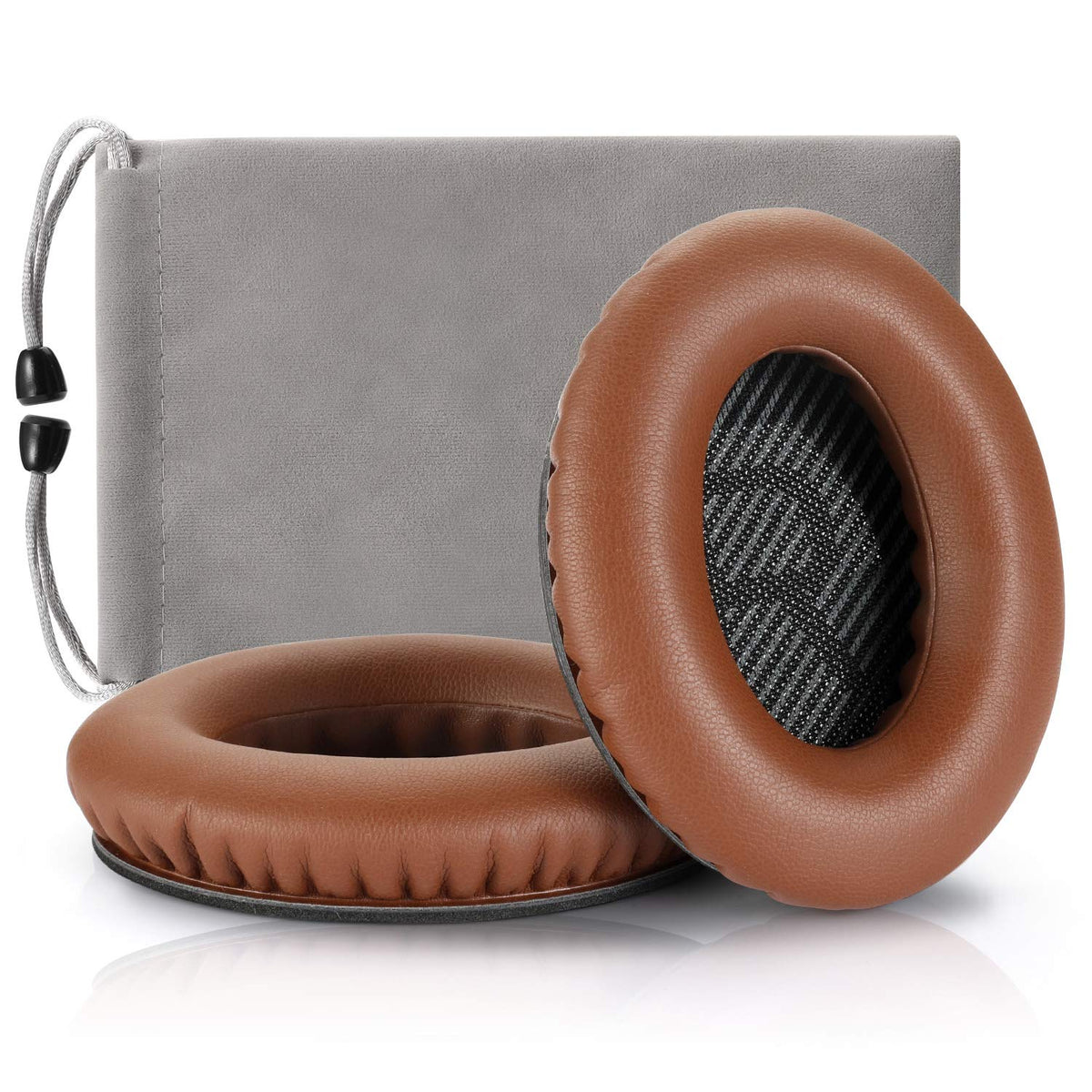 Cypher.V brown ear pads with soft protein leather for Bose QC headphones, boosting long-wear comfort.
