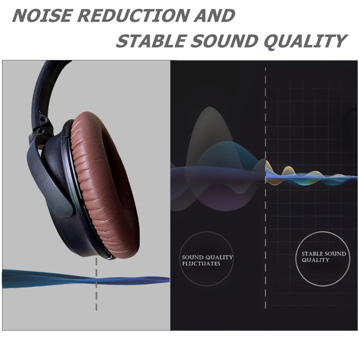 Cypher.V brown ear pads with protein leather cover designed for gentle, skin-friendly contact.