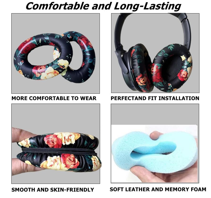 Cypher.V ear pads flower black side view highlighting breathable, comfortable wrap