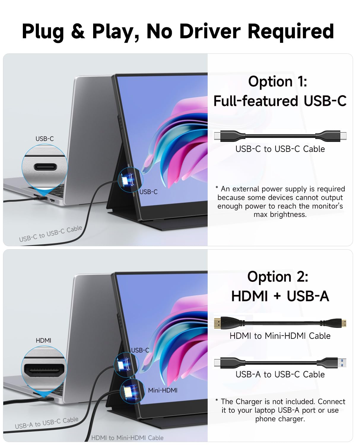 CZGG portable monitor with built-in dual speakers for simple media playback.