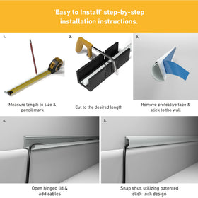 Adhesive-backed cord concealer installs quickly for fast cable concealment.
