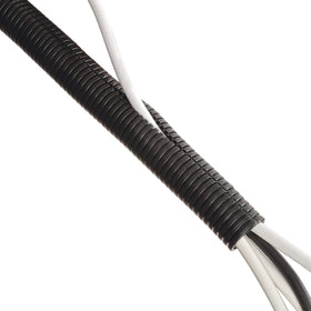 D-Line Black 43in cable sleeve front view showing split design for easy retrofits.