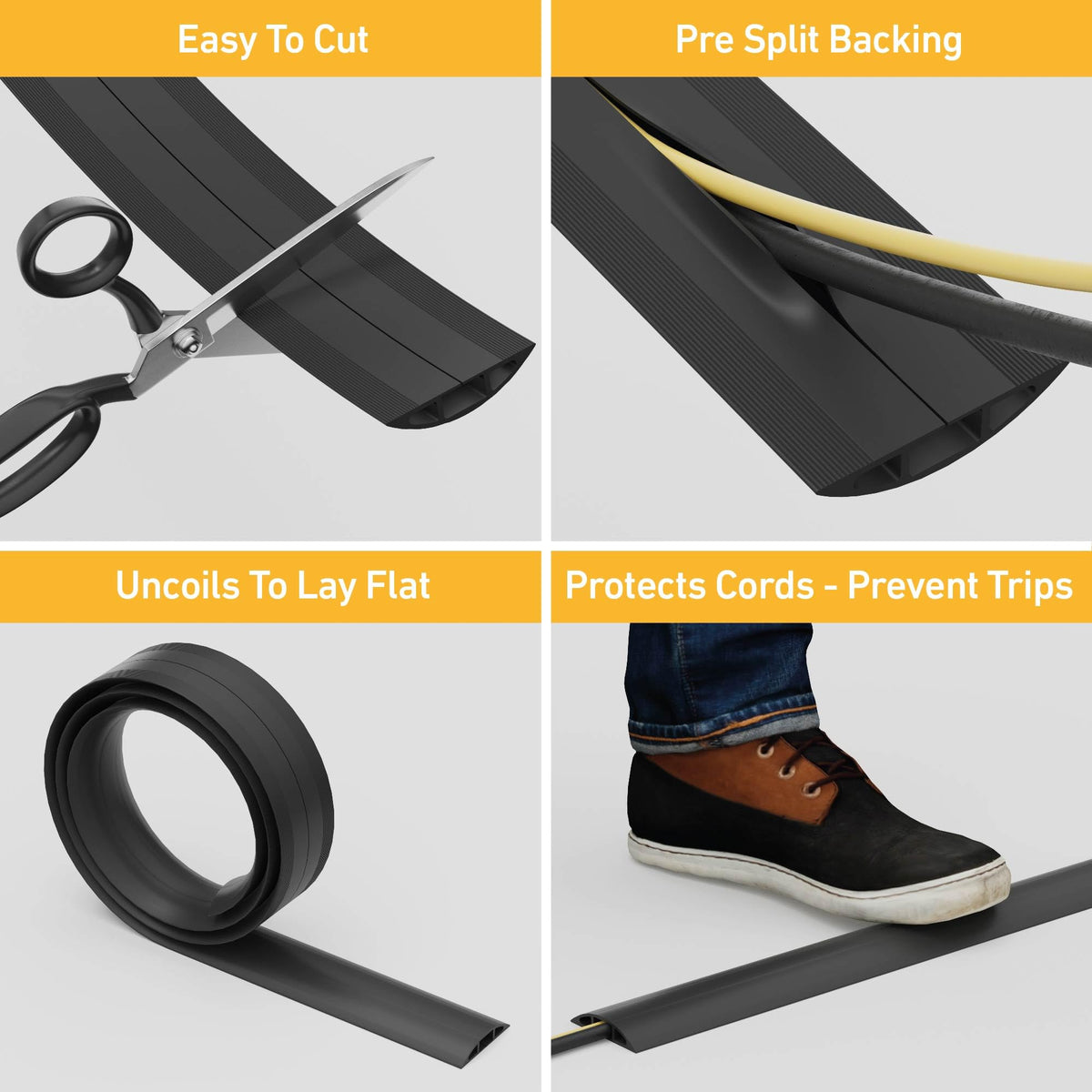 D-Line cable protector with ribbed base showing slip-resistant stability.