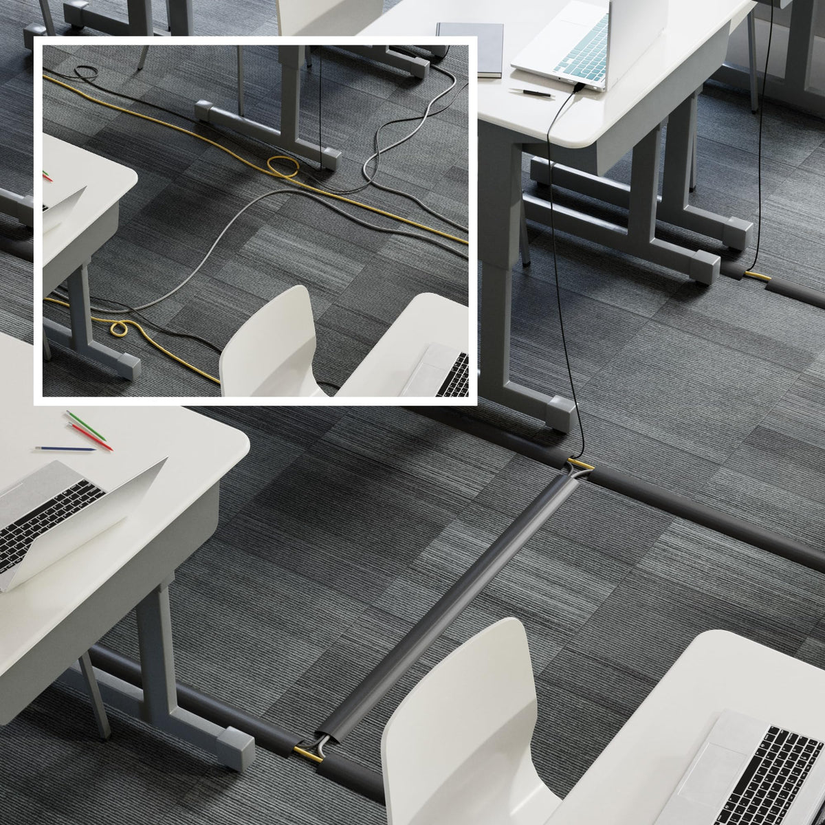 D-Line cord cover with pre-split rear for easy, tape-free installation.