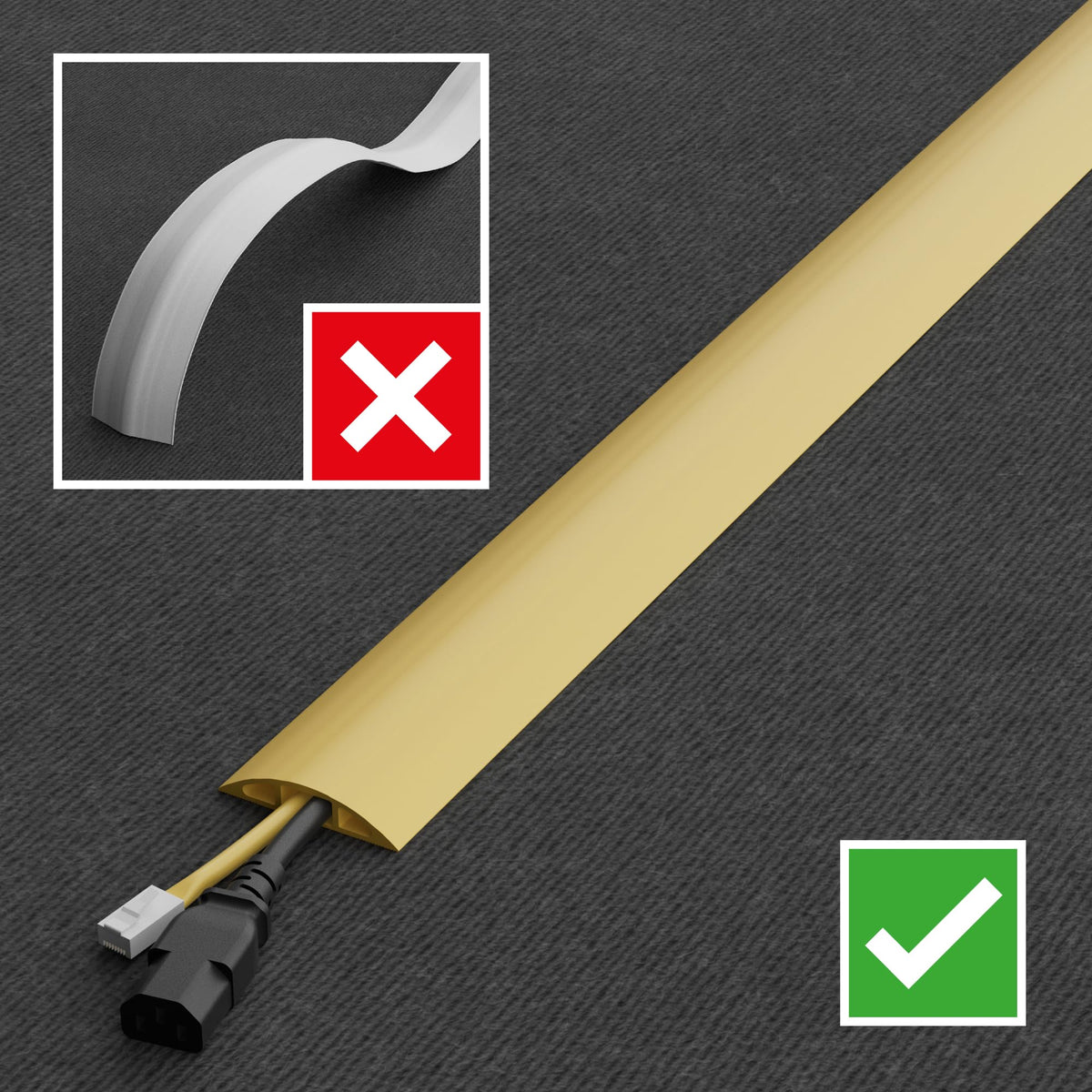 D-Line cut-to-size floor cord cover can be shortened for shorter runs