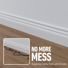 D-Line decorative wire covers sit above baseboards for a subtle finish