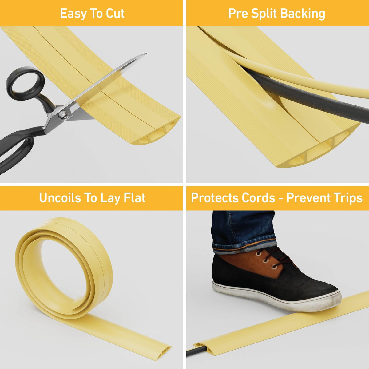 D-Line floor cable protector with ribbed base offers non-slip stability