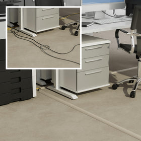 D-Line beige floor cord cover can be cut to size for custom fits.