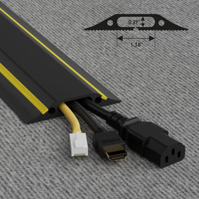 D-Line cord cover with tapered design prevents trips in high-traffic areas.