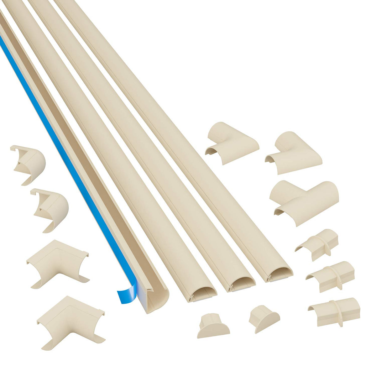 D-Line front packaging showing beige cord hider kit and accessories for neat concealment