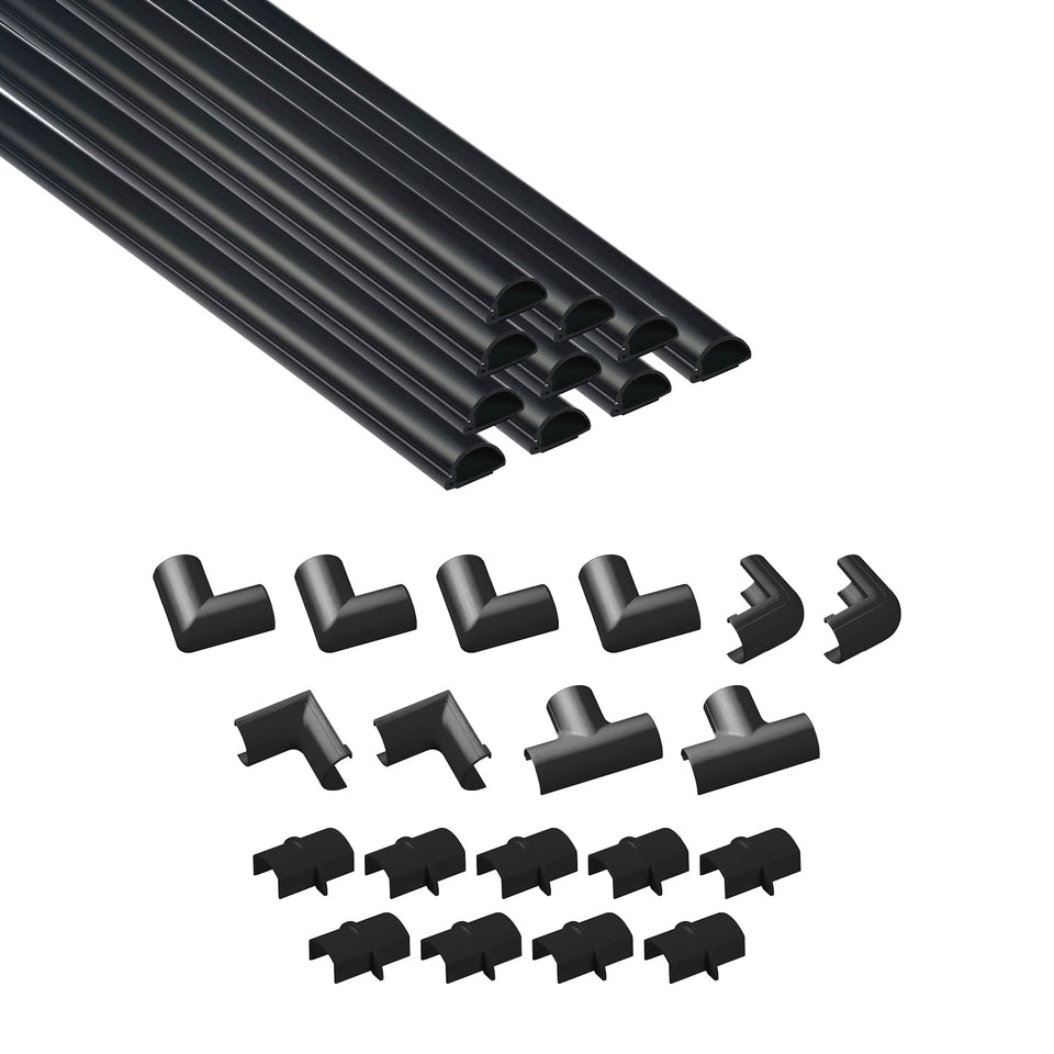D-Line front packaging showing black cord hider kit and included accessories for neat installs