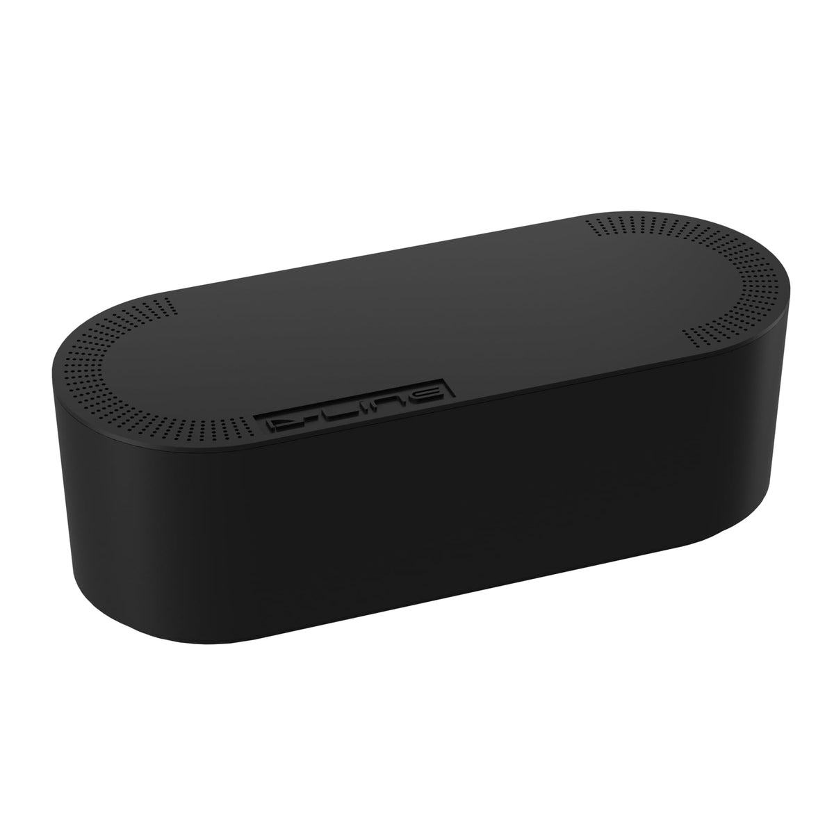 D-Line front view of black cable box showing tidy appearance and visual neatness