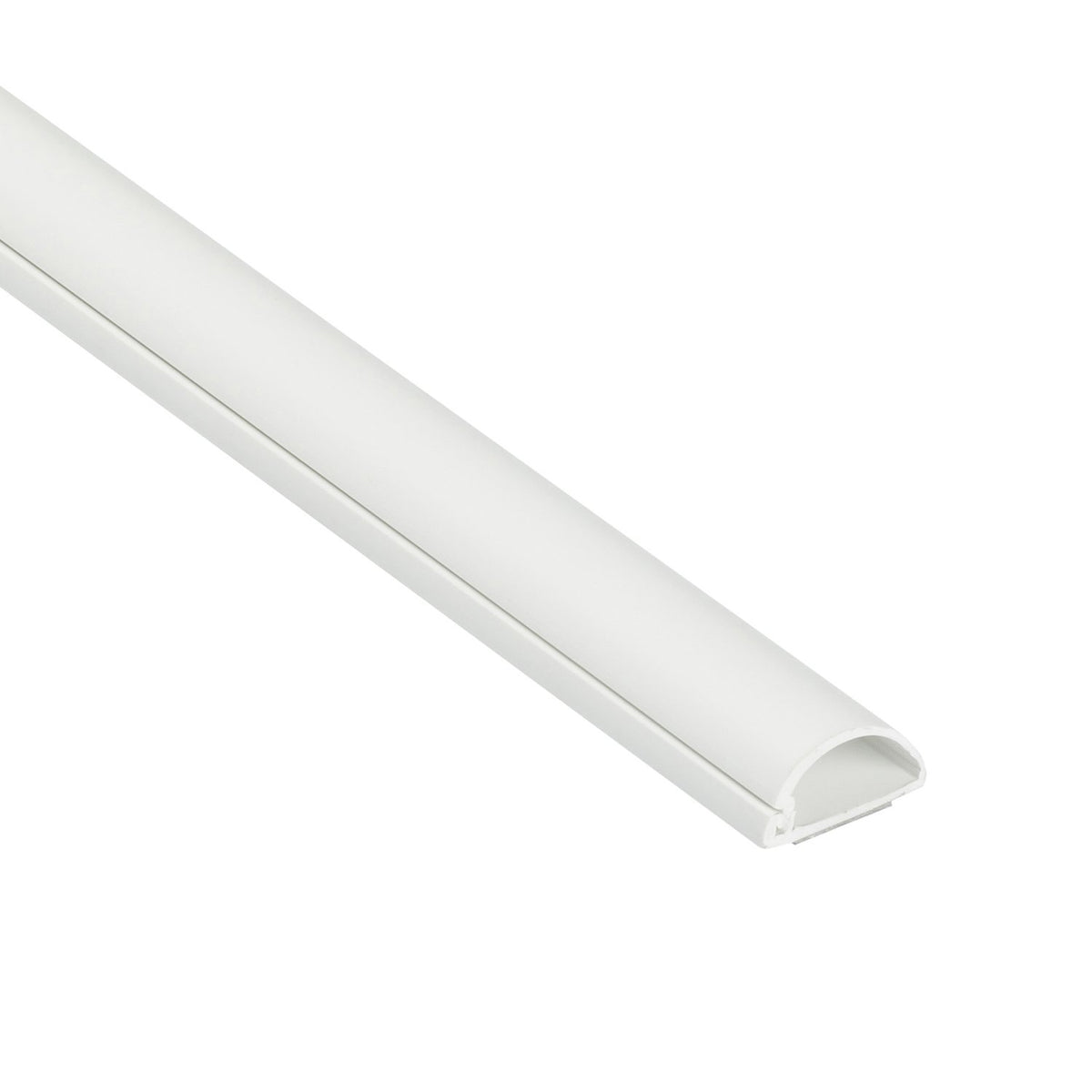 D-Line half-round cord hider in white conceals TV cables neatly.