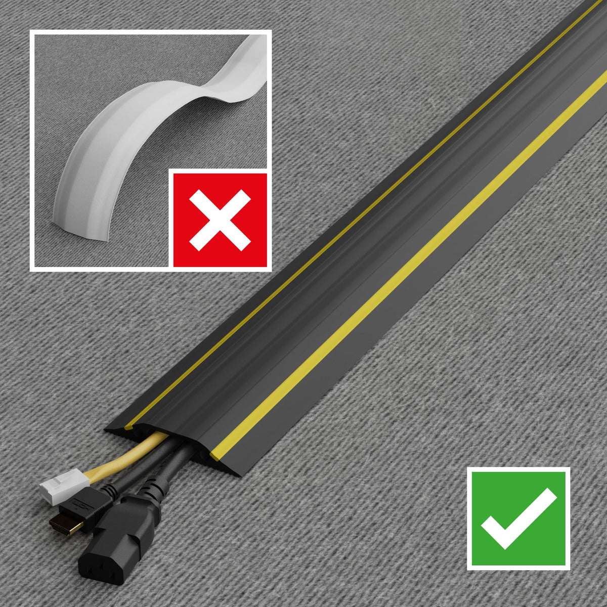 D-Line inner channel fits standard extension cords neatly.