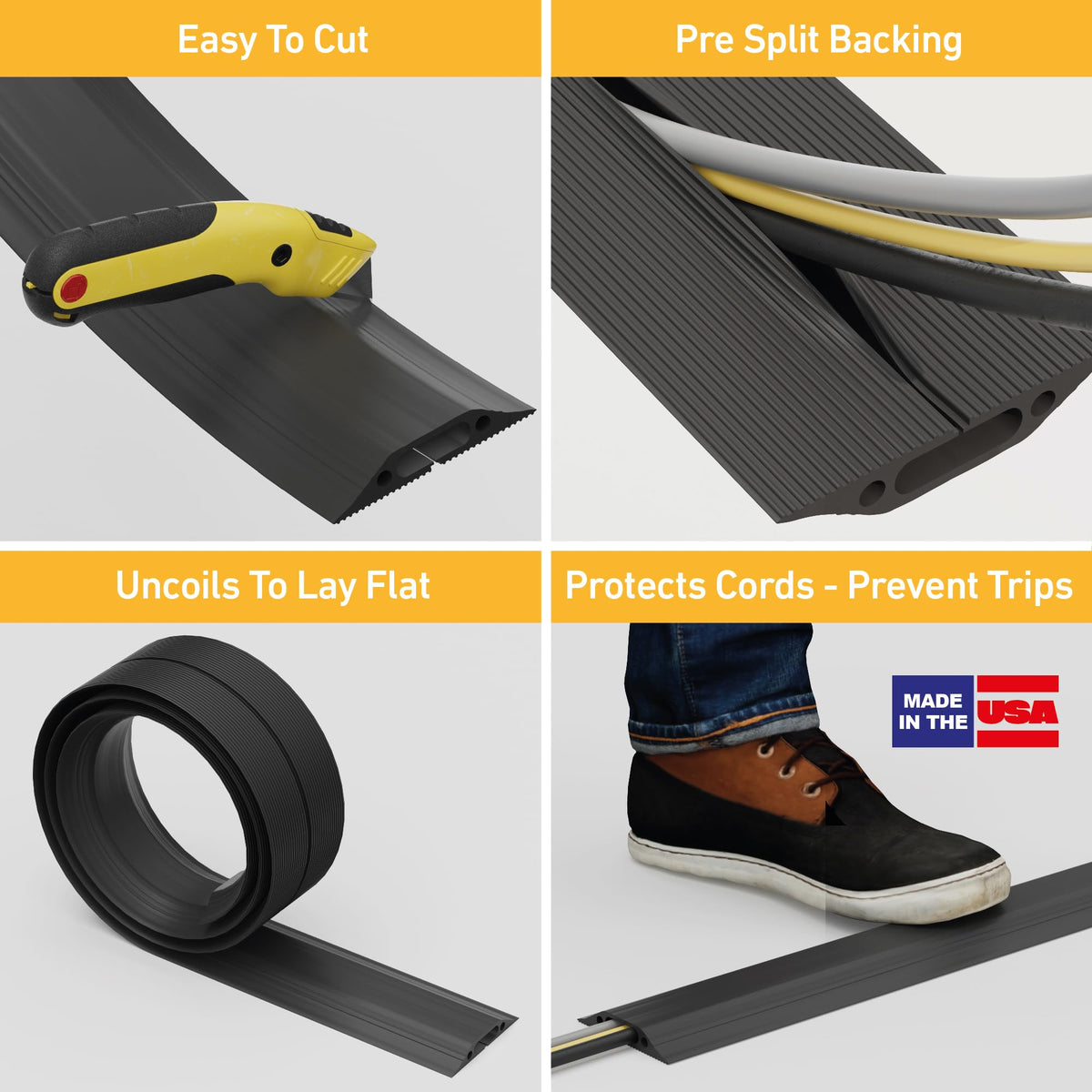 D-Line linkable cable protector demonstrates seamless long-run coverage for cables.