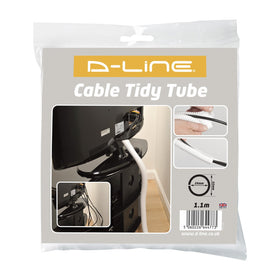 D-Line sleeve in living room scene, organizes cables for tidier space