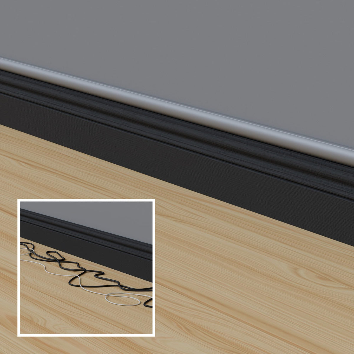 D-Line open lid revealing cables inside for easy snap-in cable organization benefit