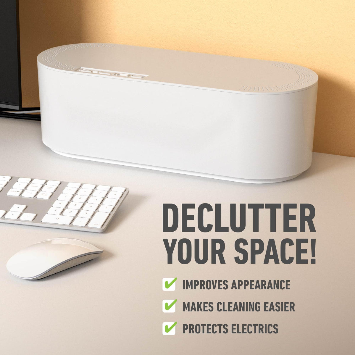 D-Line open top showing inside space and easy insertion of power strip for convenience