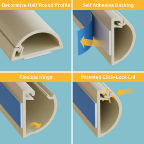 D-Line patented click-lock cable cover for quick wall wiring concealment