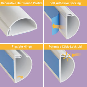 D-Line patented click-lock closure for quick, secure cable concealment