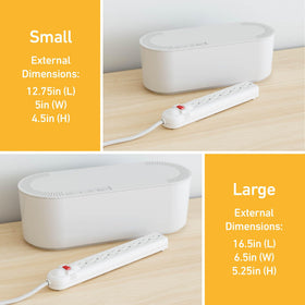 D-Line with power strip installed demonstrating concealed plugs and safer setup