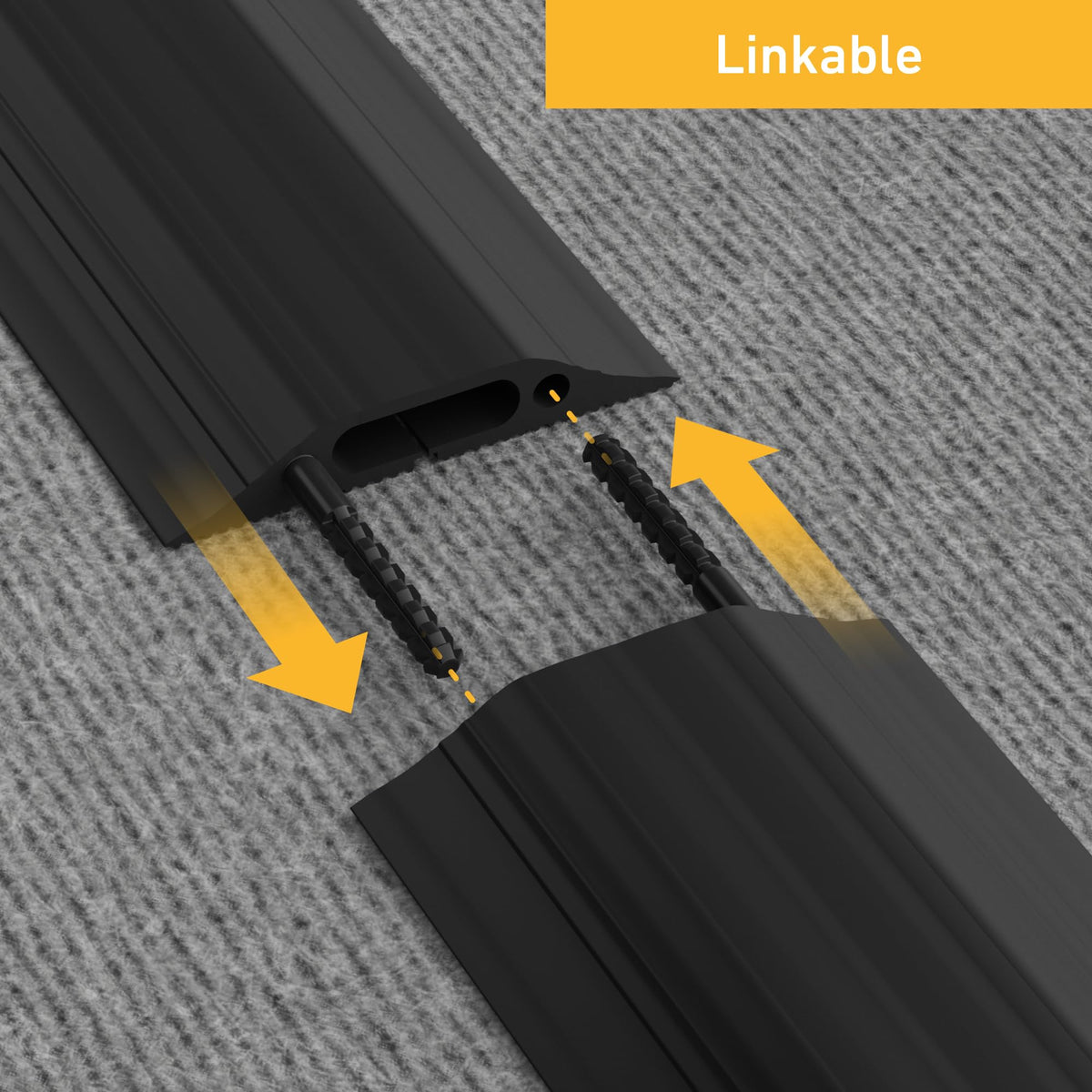 D-Line ribbed base cord cover provides grip and stability on smooth surfaces.