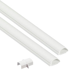 D-Line TV cord hider with half-round profile hides wall-mounted cables neatly.