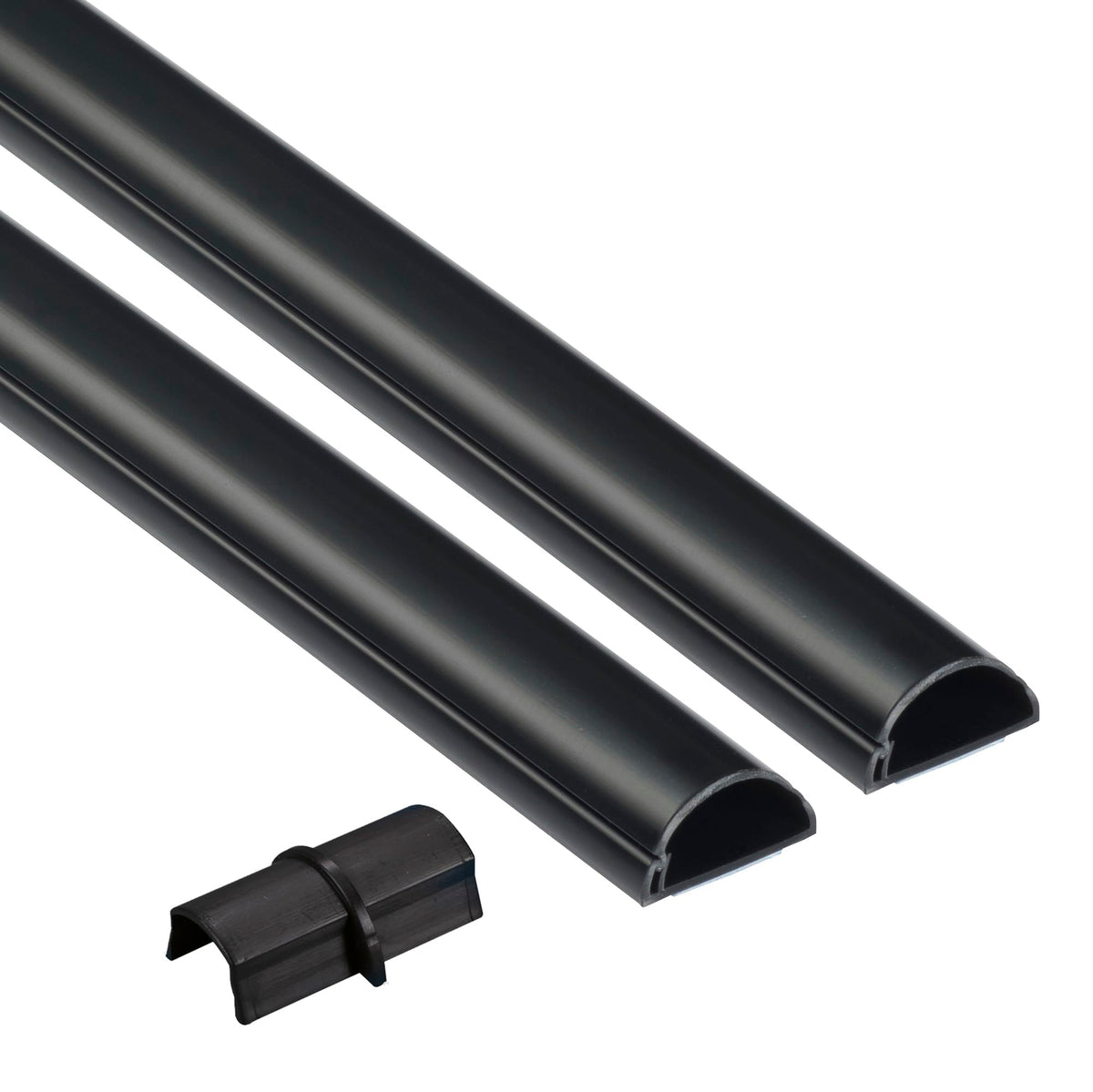 D-Line TV Cord Hider with a half-round profile neatly conceals wall-mounted cables.