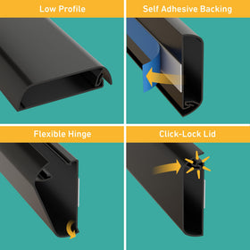 D-Line seamless low-profile cord hider conceals TV cables neatly.