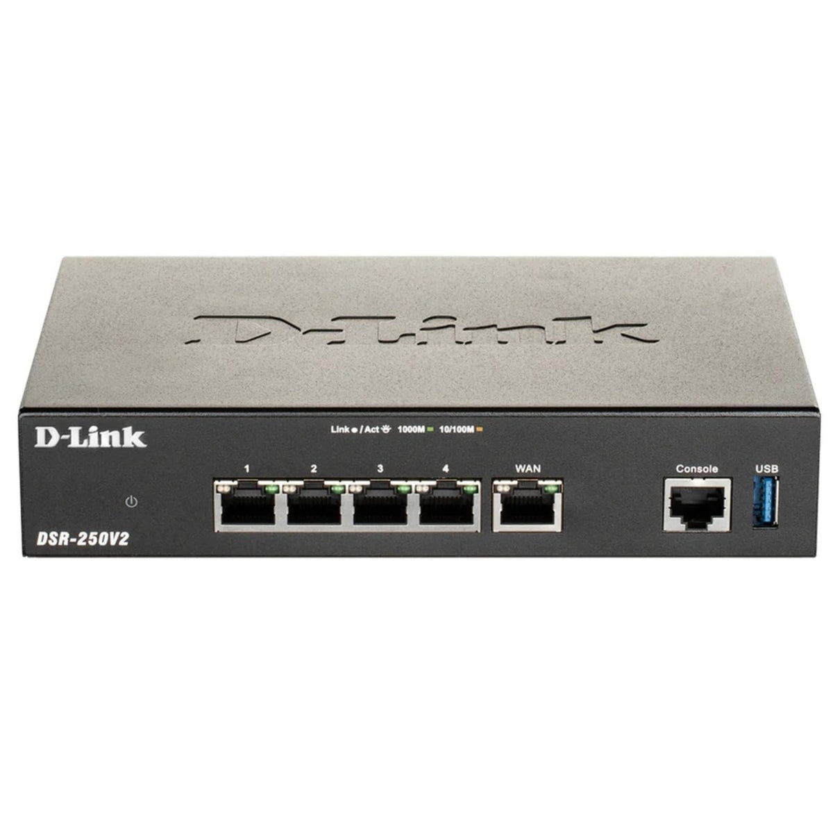 D-Link DSR-250v2 front view for compact office VPN setup.