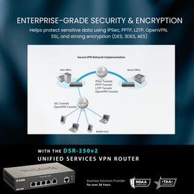 D-Link DSR-250v2 VPN encryption feature for secure remote access.