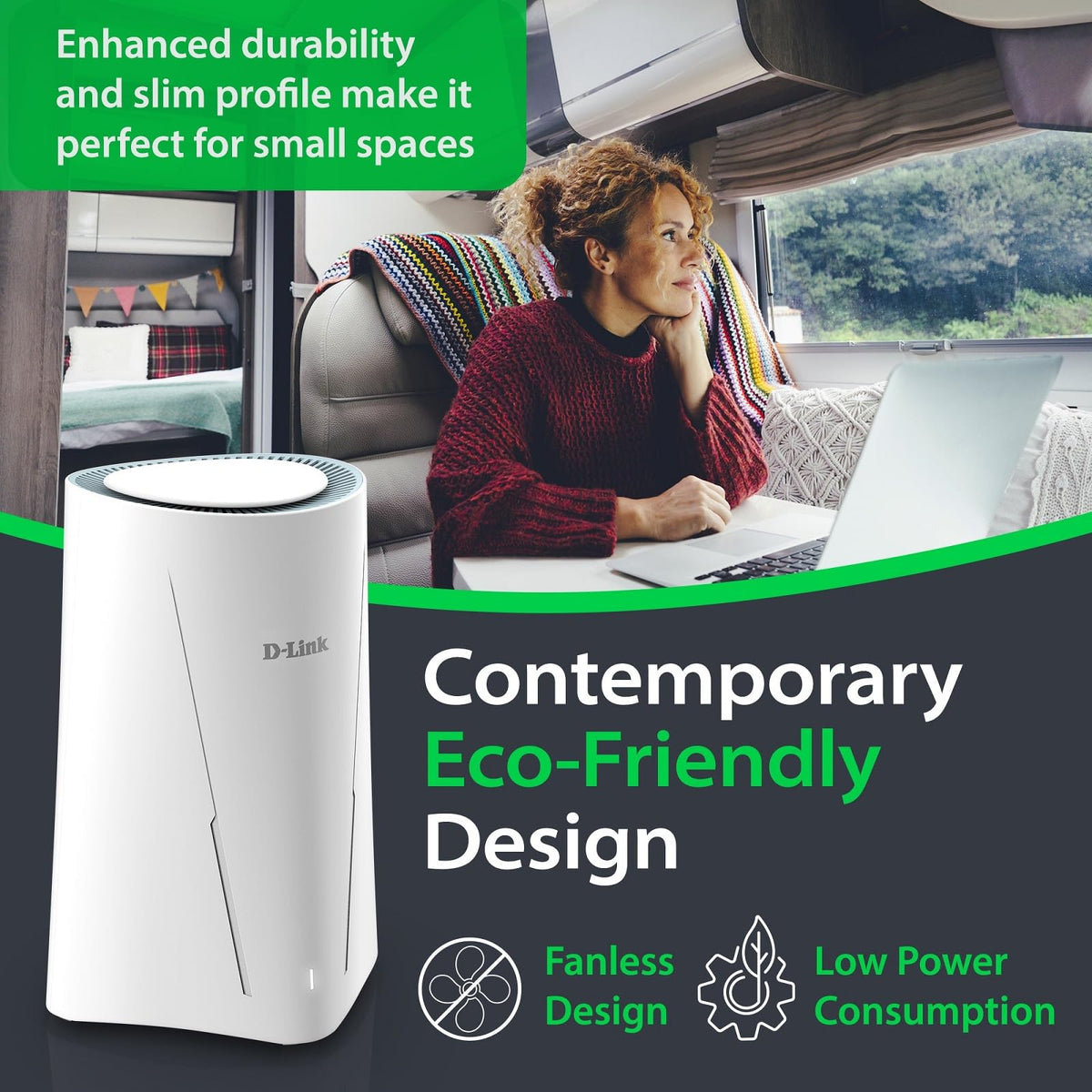 D-Link G530 gigabit Ethernet ports for fast wired connections to devices.