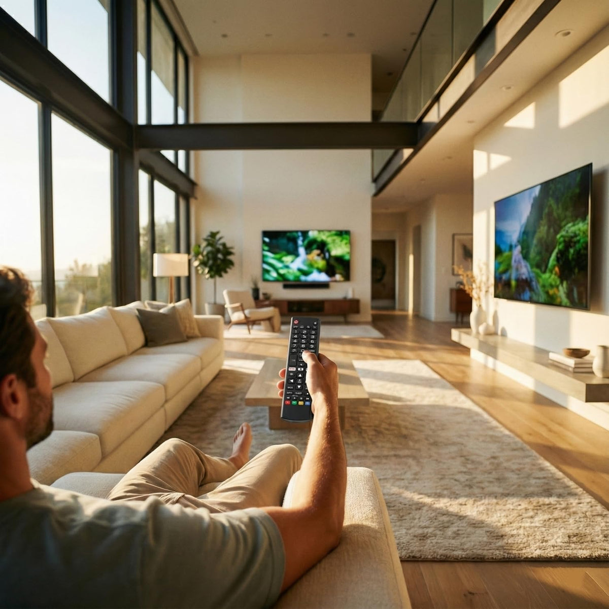 D.Vordingborg remote beside television illustrating size and easy reach