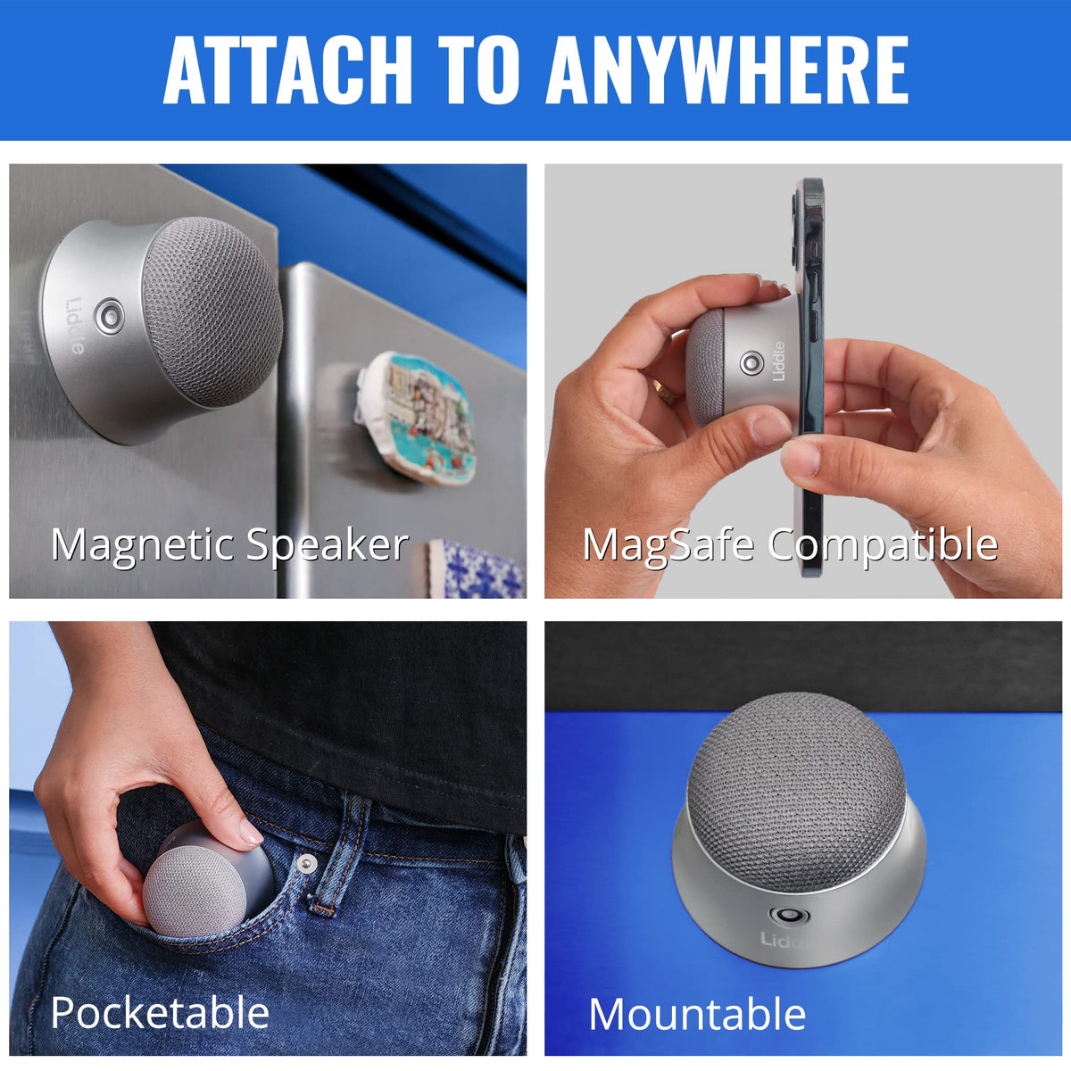 D3 Products Magnetic Liddle Speaker Silver wall mount ready for kitchen or workshop.