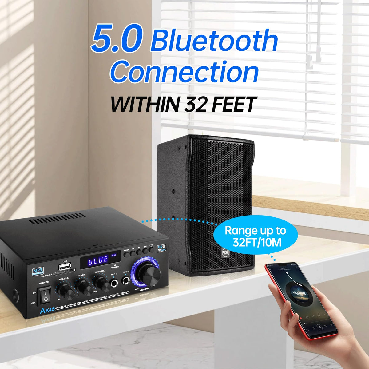 Daakro AK45 slim side profile that fits neatly in AV cabinets