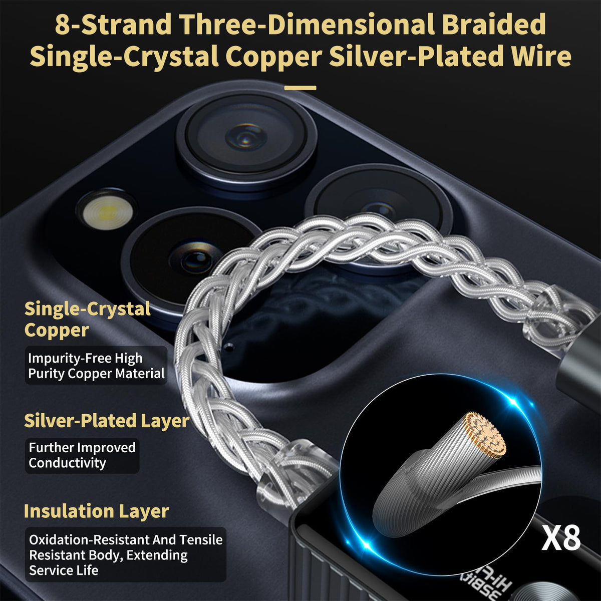 Daakro plugged into phone for cleaner music and lower noise