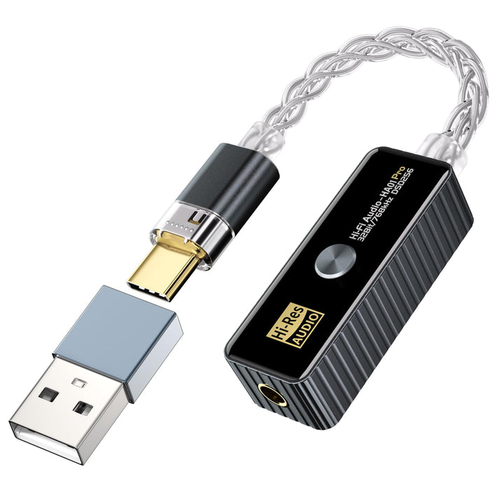 Daakro front view showing compact USB-C DAC amp for clearer audio