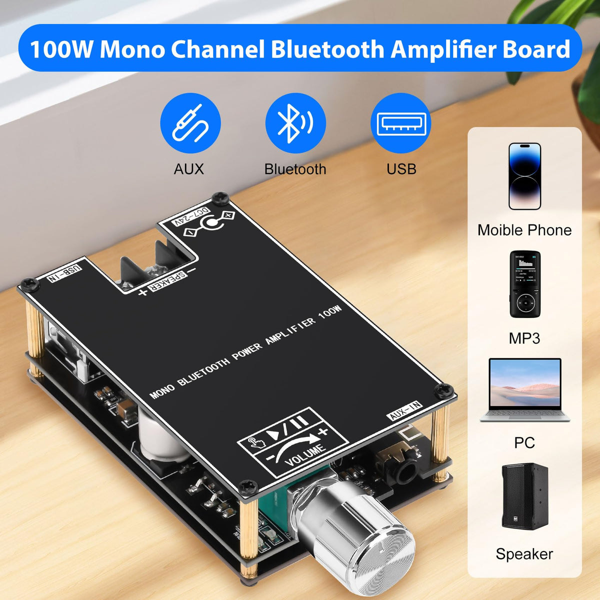 Daakro AUX and USB ports detail offering flexible input options for devices