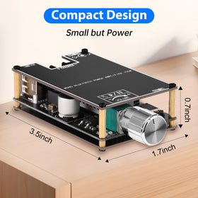 Daakro amplifier beside ruler showing scale for planning builds and installation