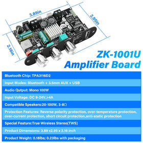 Daakro ZK-1001U compact amp module for small spaces.