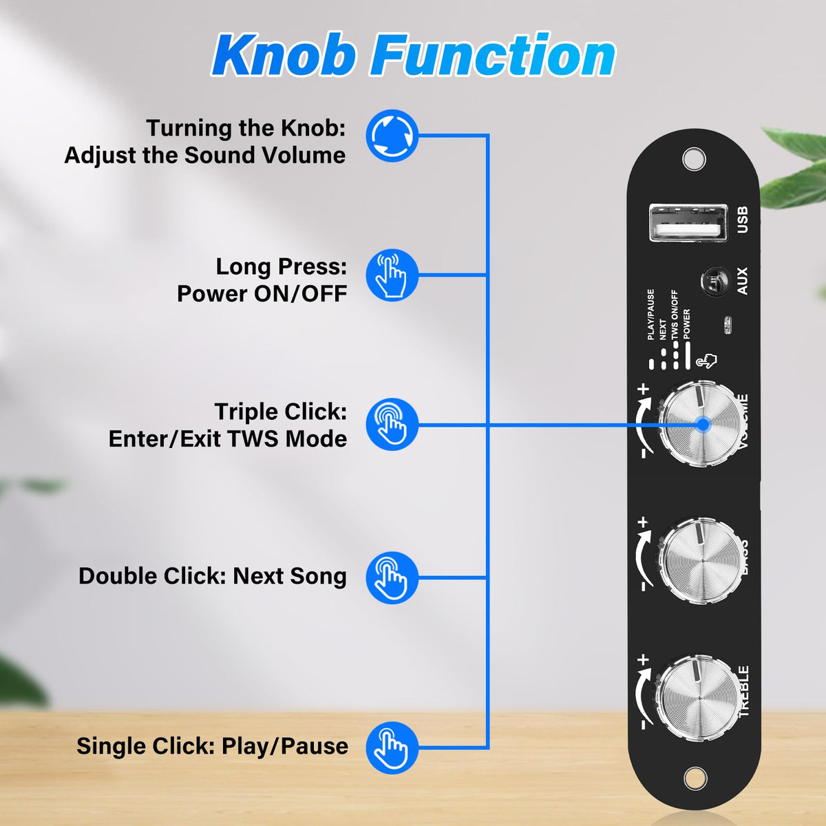 Daakro ZK-1001U supports Bluetooth, AUX, and USB inputs for flexible setups.