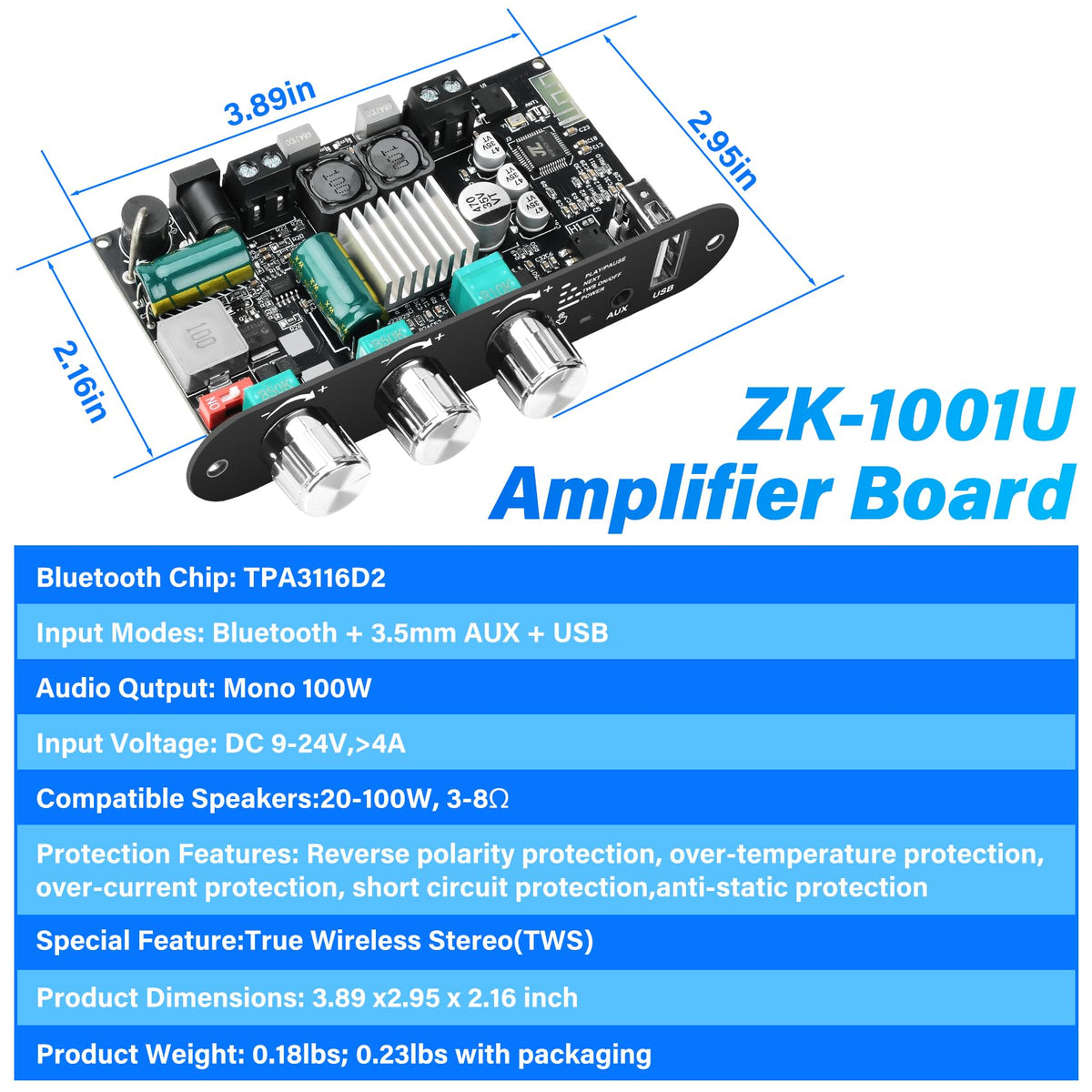 Daakro power input with scale showing wide 9–24V compatibility and compact size
