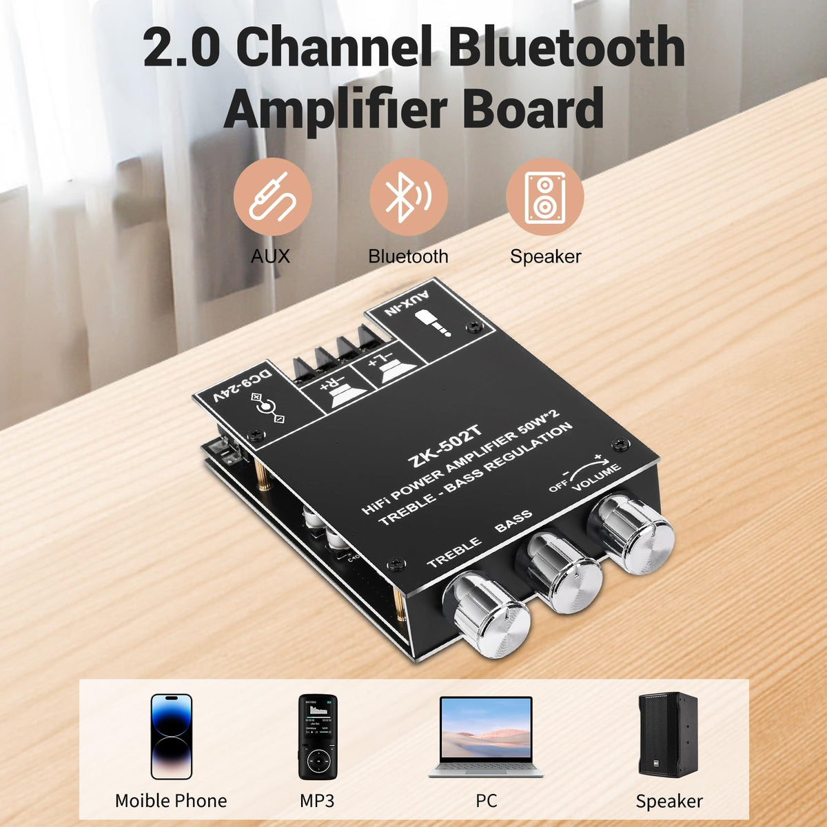 Daakro ZK-502T top ports reveal versatile input options for quick setup