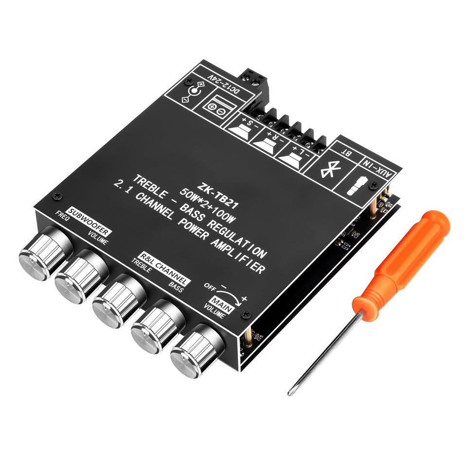 Daakro ZK-TB21 board front view for compact 2.1-channel setup