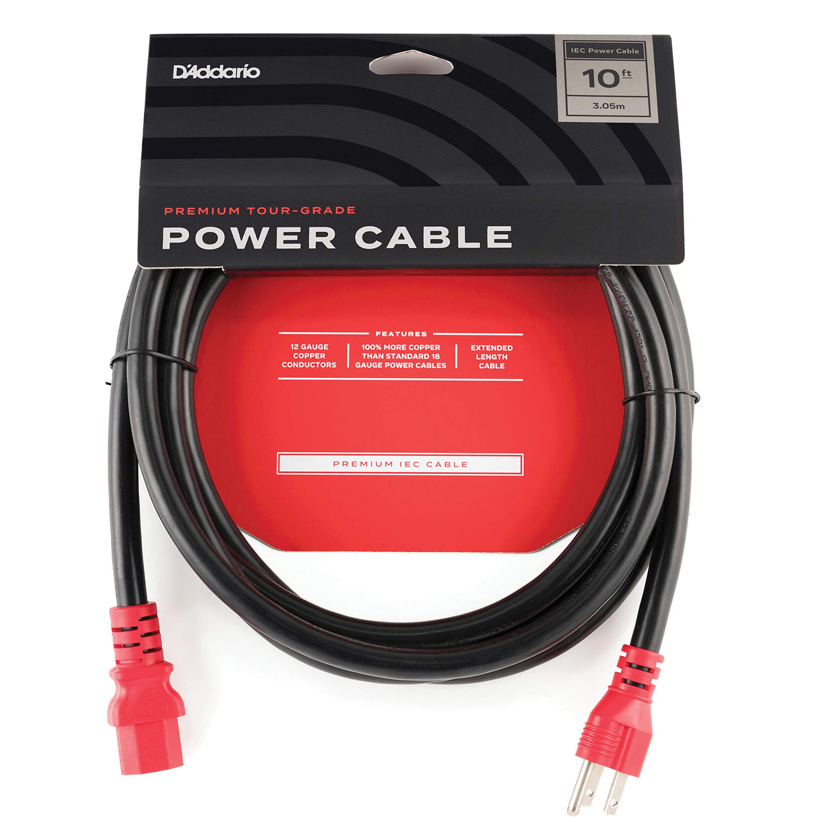 D'Addario IEC power cable with integrated outlet enables multi-device setup