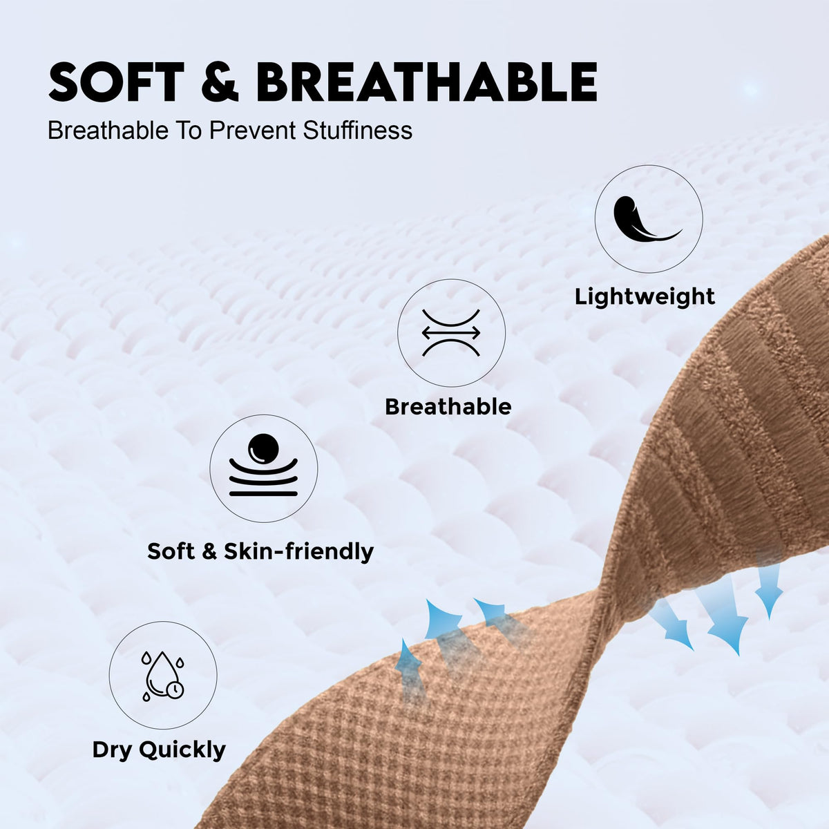 Close-up of DADO nylon weave texture illustrating breathable comfort