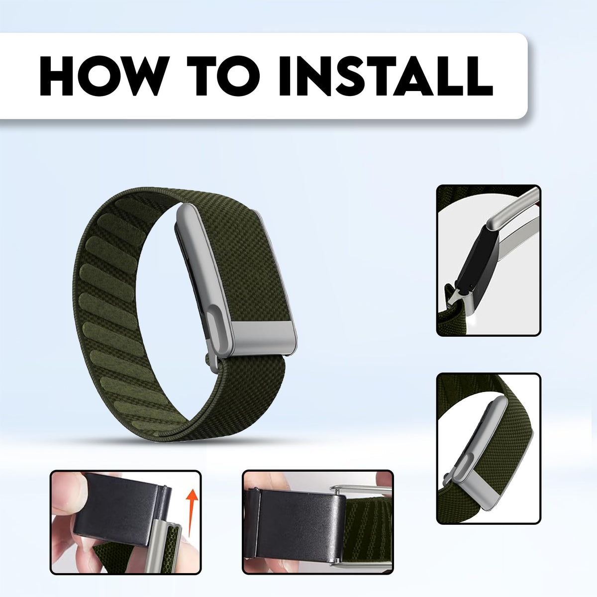 DADO installed on wrist with WHOOP showing stable sensor contact