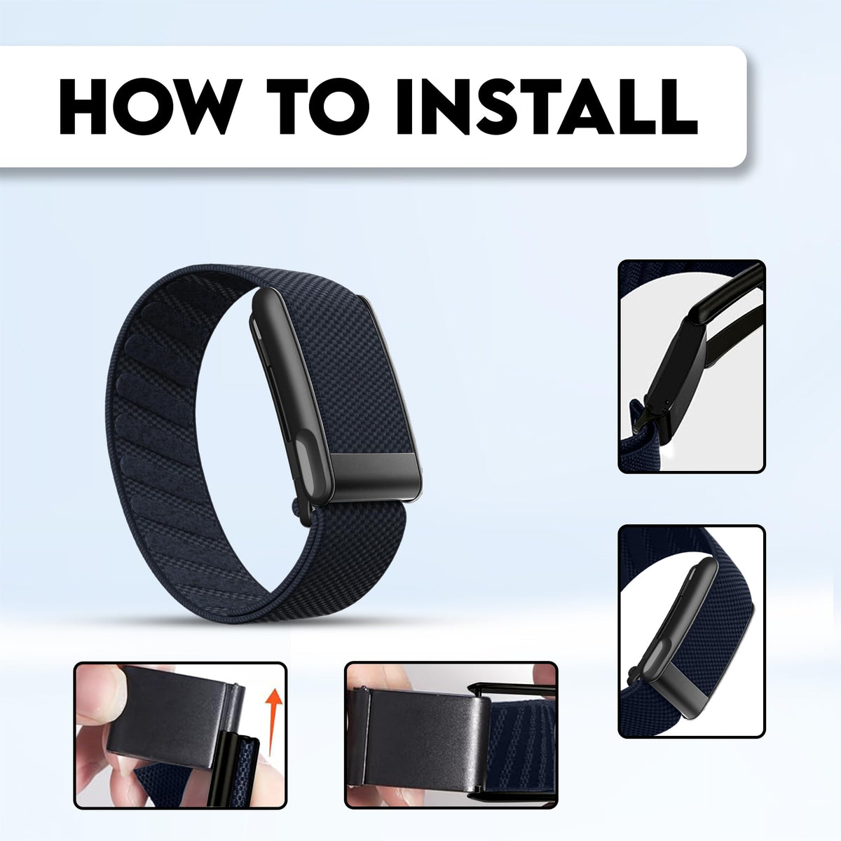 DADO clasp and U-shaped bracket detail ensuring stable device retention