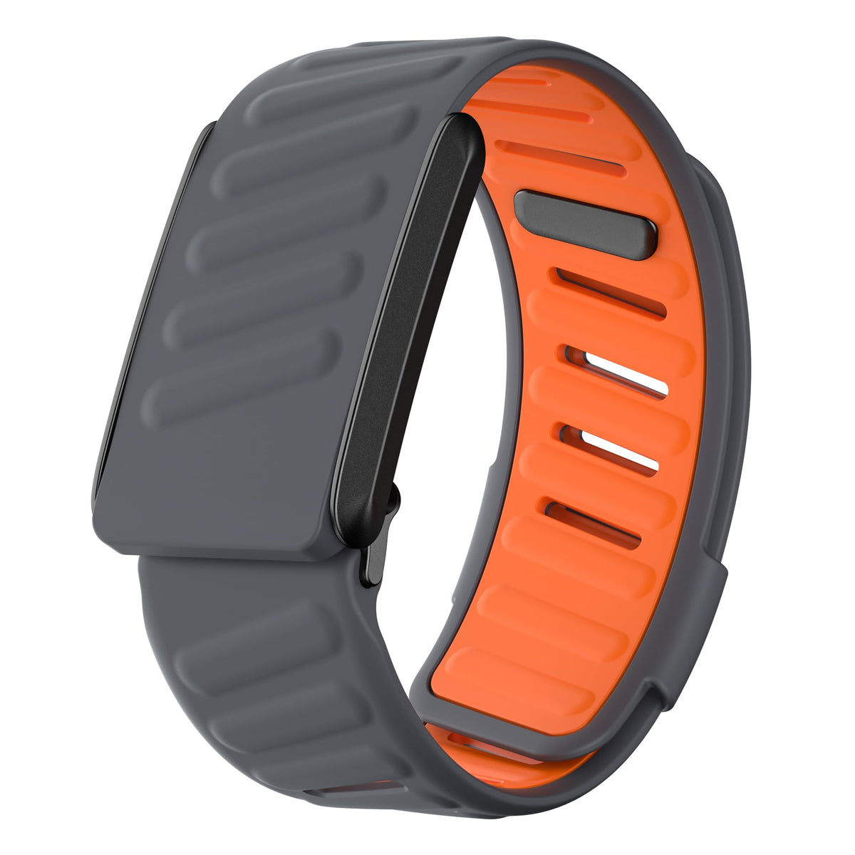 DADO Comfort silicone wristband for Whoop 4.0 with dark grey orange, breathable during workouts