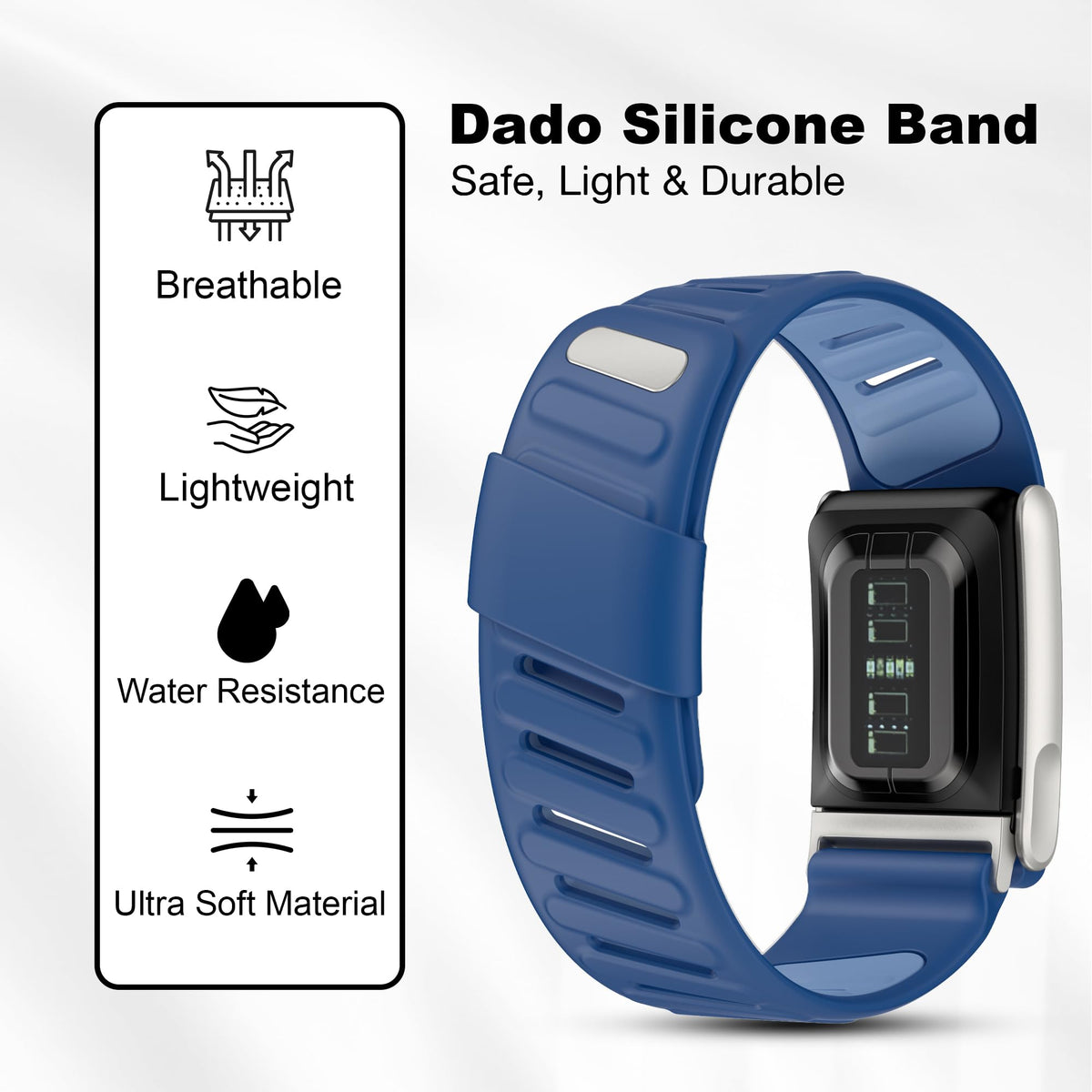 DADO silicone sport band with U-shaped connector for flexible style and extra compatibility